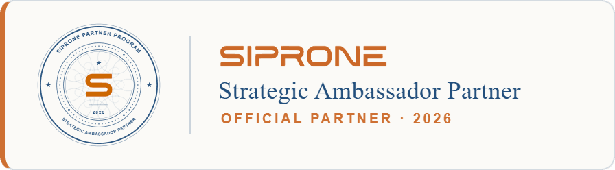 SIPRONE Partner Program badge: Partners Plus Consultancy, Strategic Ambassador Partner